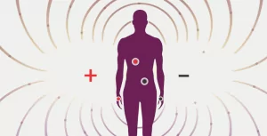 image of human body surrounded by magnetic polarities