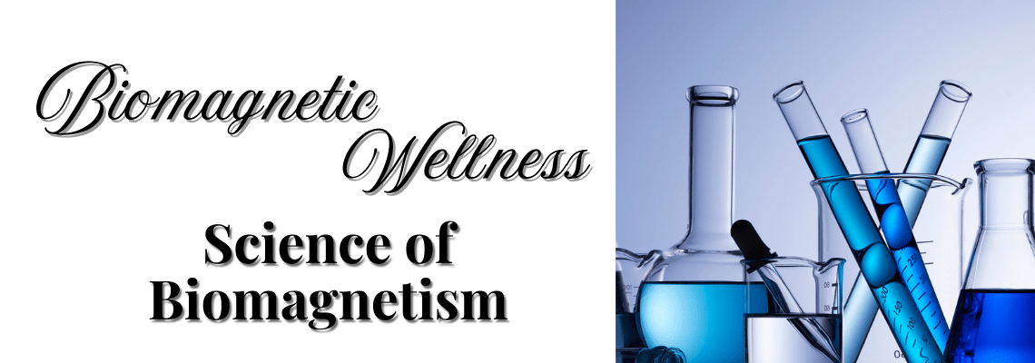 science of biomagnetism text next to image of science equipment