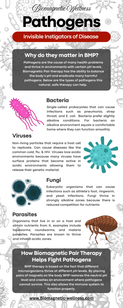 Types of pathogens affected by biomagnetic pair
